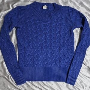 J. Crew Vibrant Blue Cable Knit Sweater